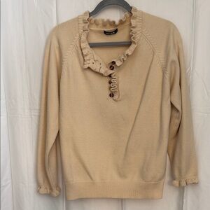 Ruffled Neck Cream Sweater - Byer Brand